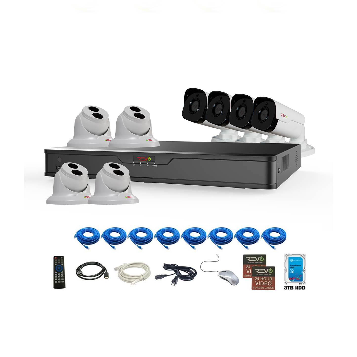Ultra HD 16 Ch. 3TB NVR Surveillance System with 8 4 Megapixel Cameras