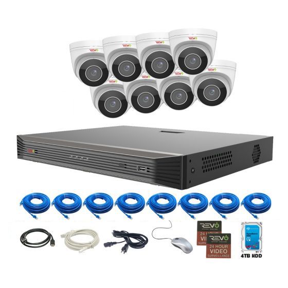 REVO ULTRA 16CH 4K NVR, 4TB, 8x 4K Motorized Lens Audio Capable Cameras