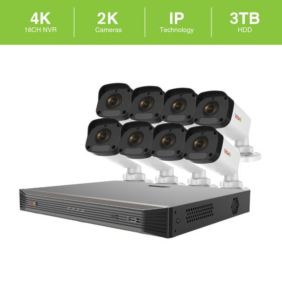 Ultra HD 16Ch. 3TB NVR Security System with 8 x 4MP Security Cameras