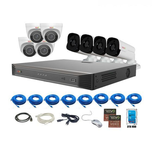 Ultra HD Audio Capable 16 Ch. 3TB NVR Surveillance System with 8 4 Megapixel Cameras