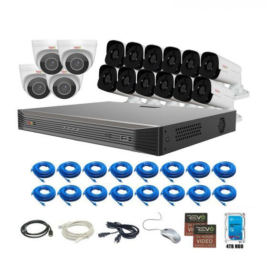 Ultra HD Audio Capable 16 Ch. 4TB NVR Surveillance System with 16 Megapixel Cameras