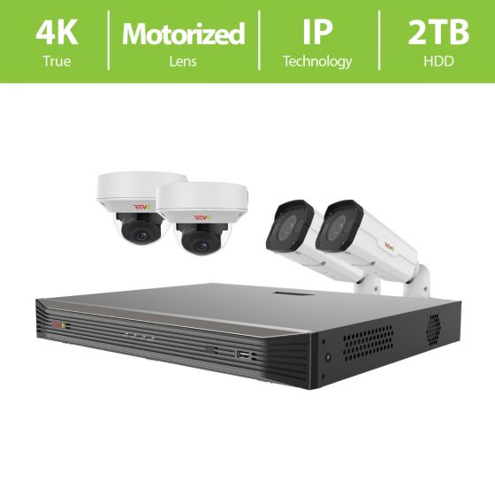 REVO ULTRA 8CH 4K NVR, 2TB, 4x 4K Motorized Lens Cameras