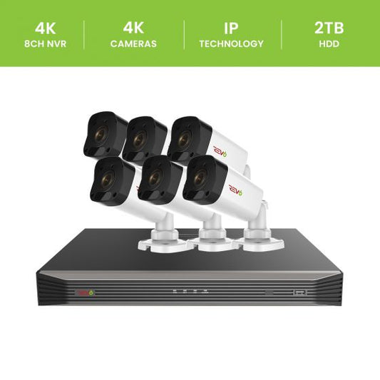 Revo 8Ch 4K Security System - 2TB HDD, 6 x 4K Bullet Cameras