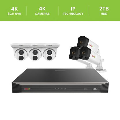 Revo 8Ch 4K Security System - 2TB HDD, 3 x 4K Bullet Cameras and 3 x 4K Turret Cameras
