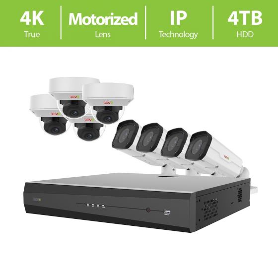 REVO ULTRA PLUS 16CH 4K NVR, 4TB, 8x 4K Motorized Lens Cameras