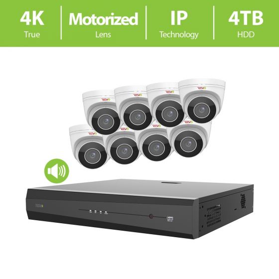 REVO ULTRA PLUS 16CH 4K NVR, 4TB, 8x 4K Motorized Lens Audio Capable Cameras