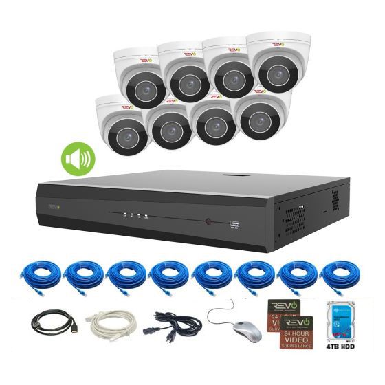 REVO ULTRA PLUS 16CH 4K NVR, 4TB, 8x 4K Motorized Lens Audio Capable Cameras