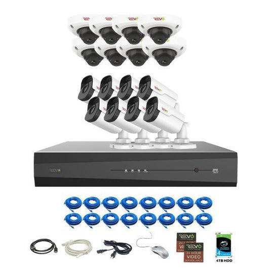 Revo Ultra Plus 16 Ch. IP NVR, 4TB HDD, 16x 4MP Audio Capable IP Cameras - Remote Access via Smart Phone, Tablet, PC & MAC