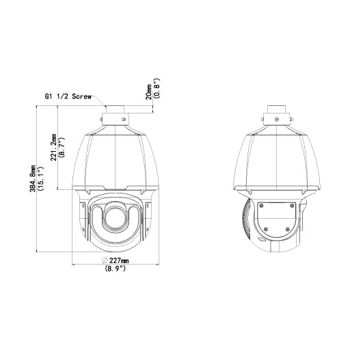pan tilt zoom security camera dimensions