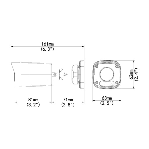 bullet camera dimensions