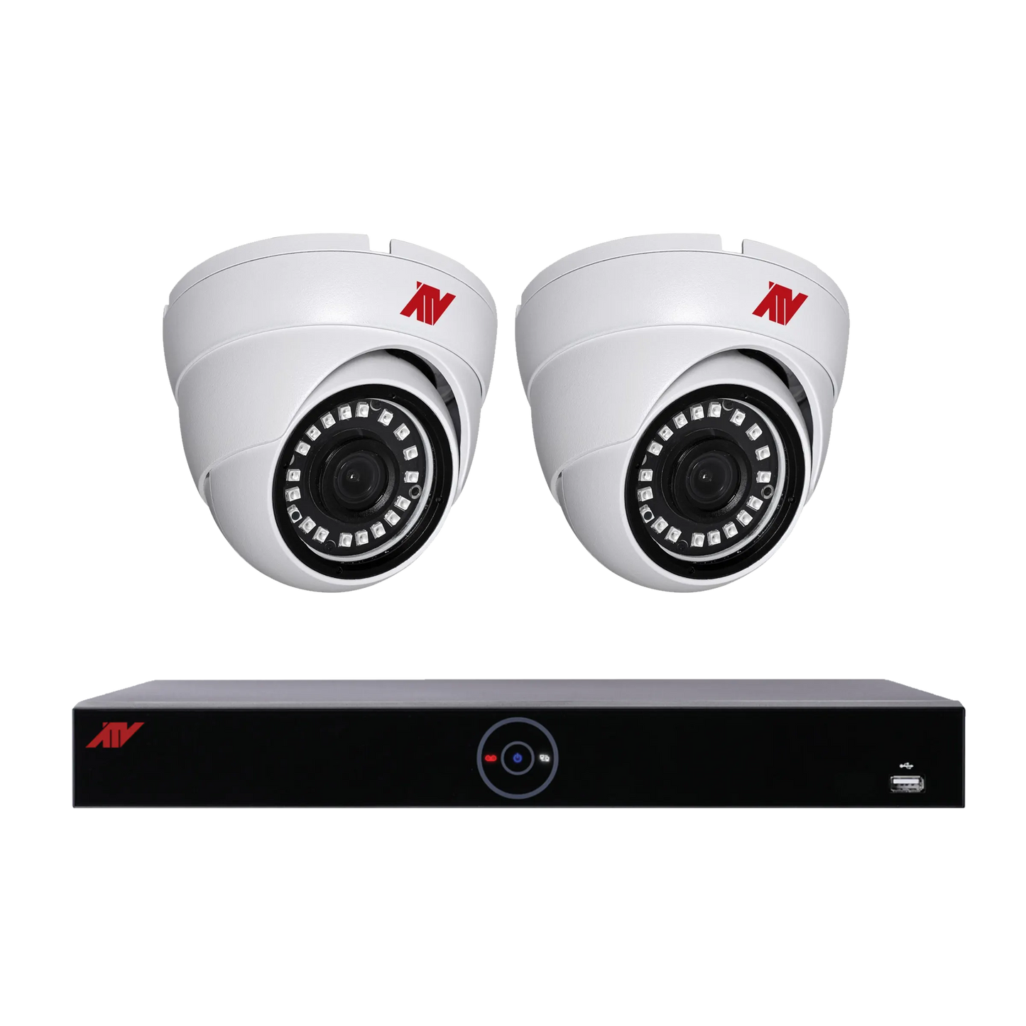 4 Channel Hybrid DVR Security System with 2×2MP Analog Fixed Turret Cameras (2TB HDD)