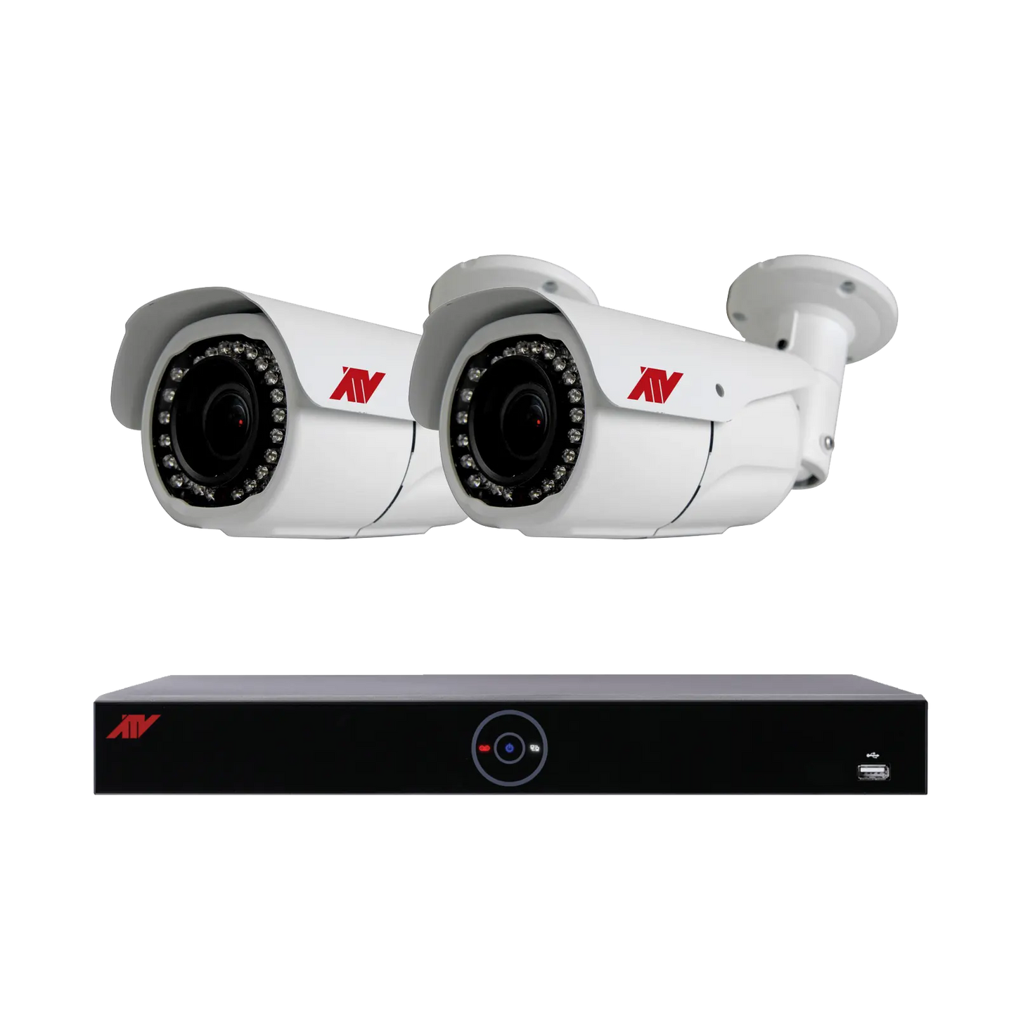 4CH 4K NVR Kit with 2 Motorized 4K Bullet Cameras (2TB HDD, PoE)
