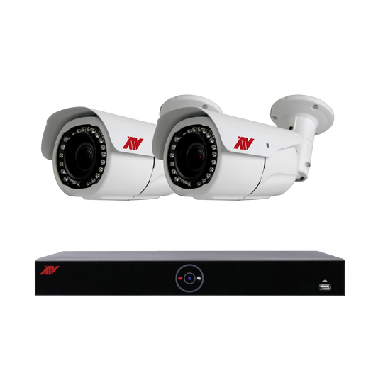 4CH 4K NVR Kit with 2 Motorized 4K Bullet Cameras (2TB HDD, PoE)