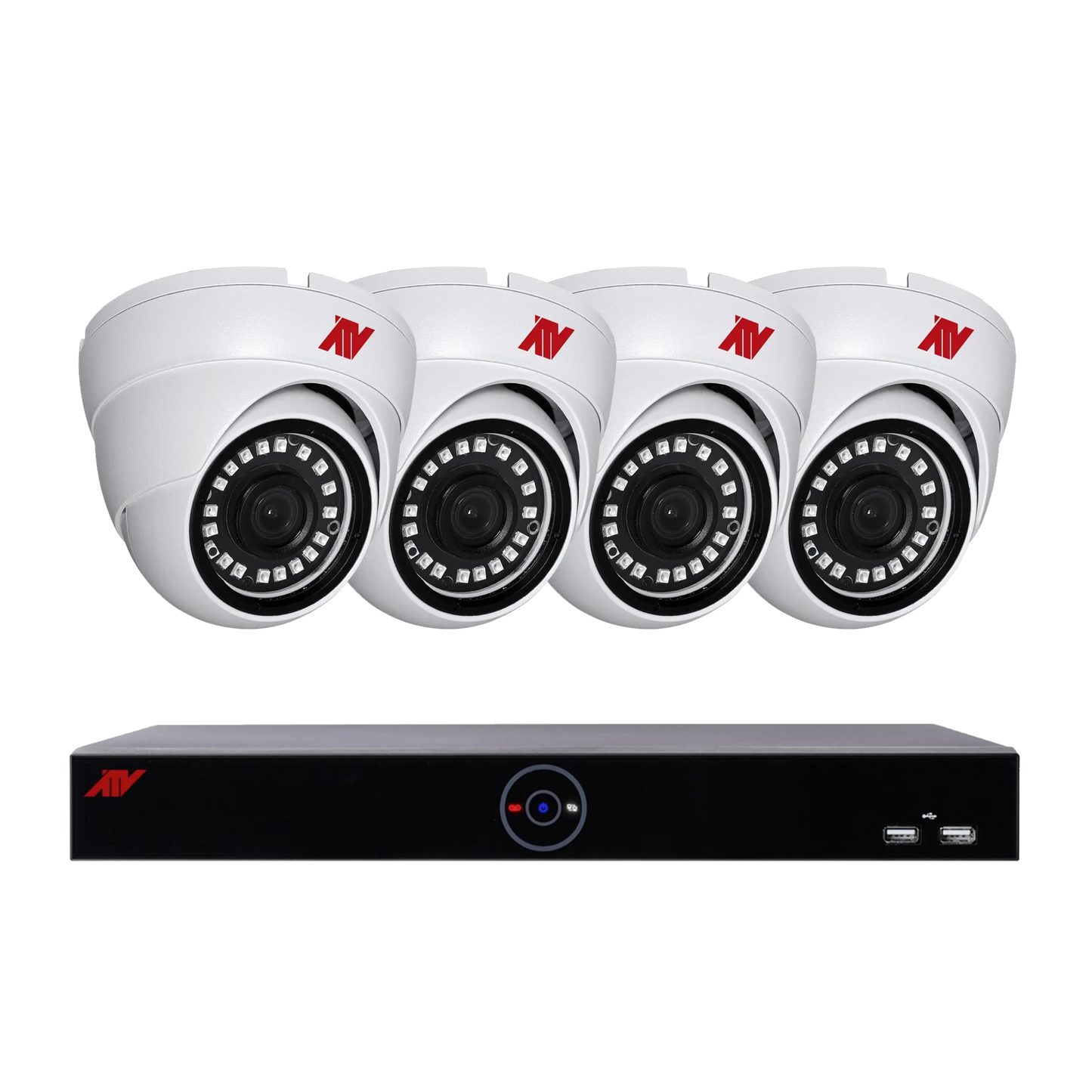 8 Channel Hybrid DVR Security System with 4×2MP Analog Fixed Turret Cameras (2TB HDD)