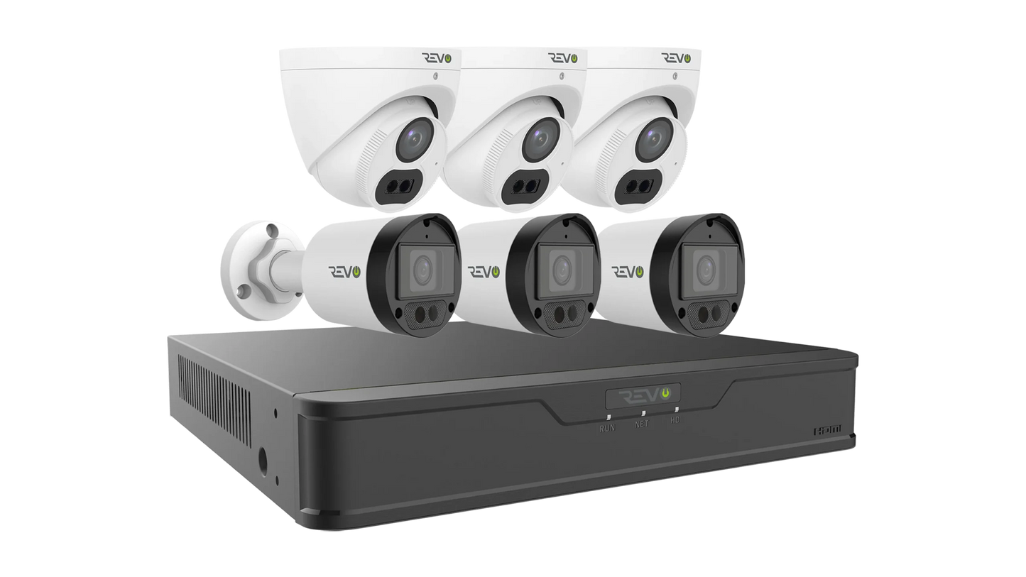 REVO ULTRA 4K Hybrid 8-Channel Surveillance System with 6 Cameras, 2TB Storage, and Remote Access