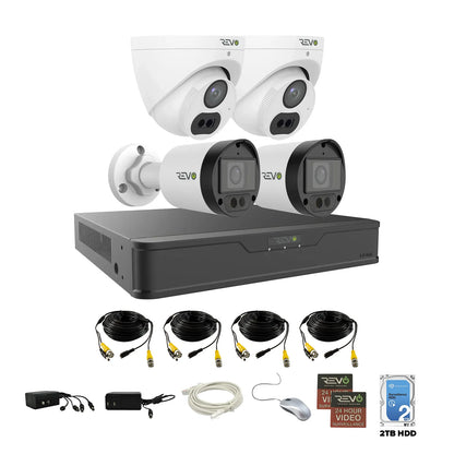 REVO ULTRA 4K Hybrid 8-Channel Surveillance System with 4x cameras, 2TB Storage, and Remote Access