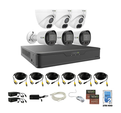 REVO ULTRA 4K Hybrid 8-Channel Surveillance System with 6 Cameras, 2TB Storage, and Remote Access