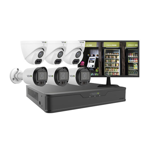REVO ULTRA 4K Hybrid 8-Channel Surveillance System with 6 Cameras, 2TB Storage, 22-€™-€™ LED Monitor and Remote Access