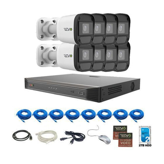 Revo Ultra HD Blue Series 16Ch. 2TB NVR Security System with 8x 5MP Audio Capable Security Cameras