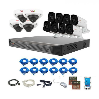 Ultra HD Audio Capable 16 Ch. 4TB NVR Surveillance System with 12 4 Megapixel Cameras