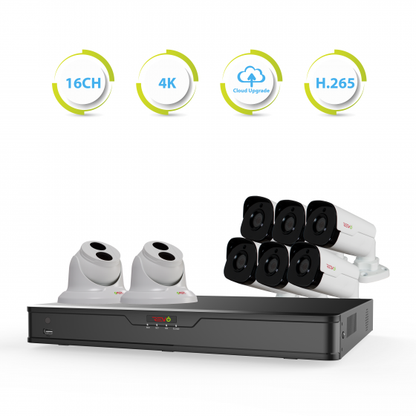 Ultra HD 16 Ch. 3TB NVR IP Security Camera System with 8 4MP Security Cameras