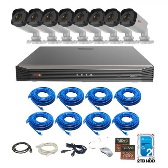 REVO ULTRA 16CH IP Video Surveillance System, 16 CH 4K NVR, 2TB HDD, 8x 4 Megapixel Indoor/Outdoor IR Bullet Cameras - Remote Access via Smart Phone, Tablet, PC & MAC