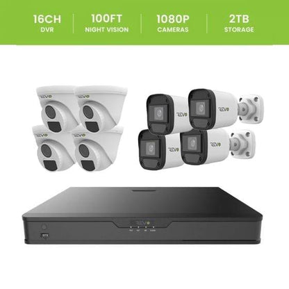 REVO ULTRA HYBRID 16CH 5 Megapixel DVR, 2TB HDD & 8x 1080p Cameras
