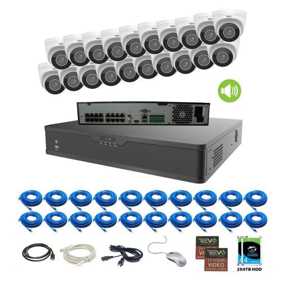 REVO ULTRA PLUS 32CH 4K NVR, 8TB, 20x 4K Motorized Lens Audio Capable Cameras