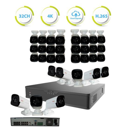 Ultra Plus HD 32 Ch. 8TB NVR Surveillance System with 32 Bullet Cameras