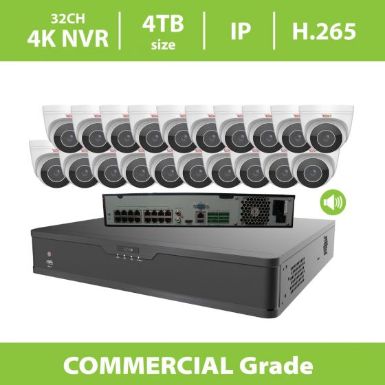 Ultra HD Plus 32 Ch. NVR Surveillance System with 20 Audio Capable Motorized Cameras