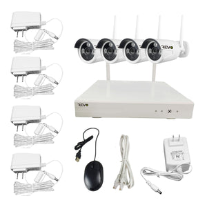 4 Channel NVR Surveillance System with 4 HD Wireless Bullet Cameras - 2.0