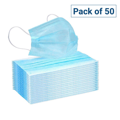 Protective 3-Layer Soft Elastic Disposable Face mask - 50 pack